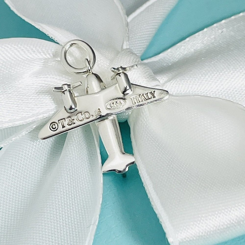 Tiffany Airplane Plane Pendant or Charm in Sterling Silver Italy - Picture 5 of 7